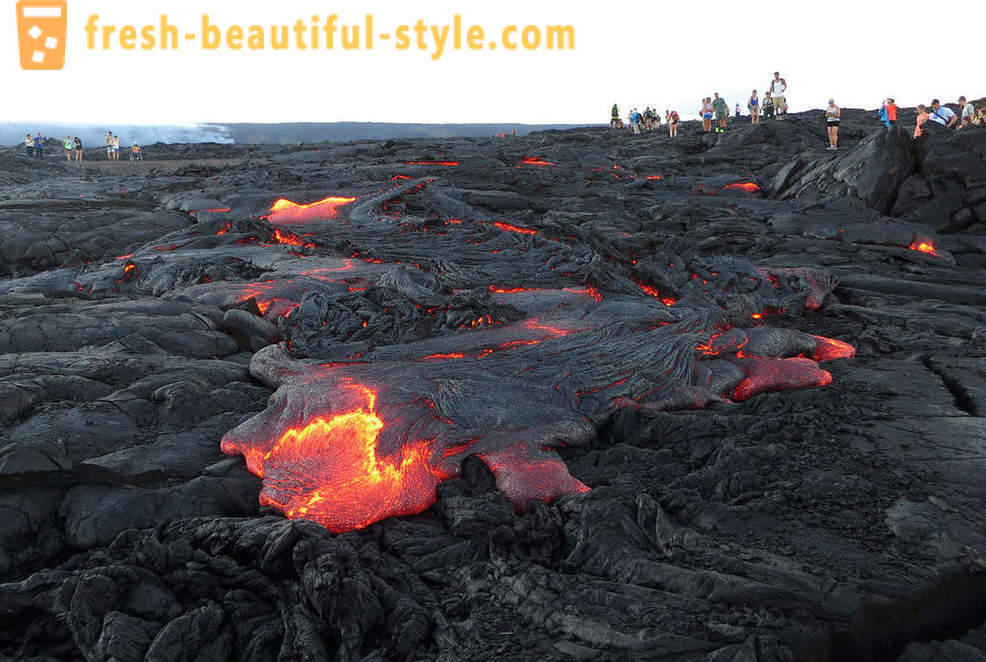 Vulkanické lávové proudy z Kilauea na Havaji