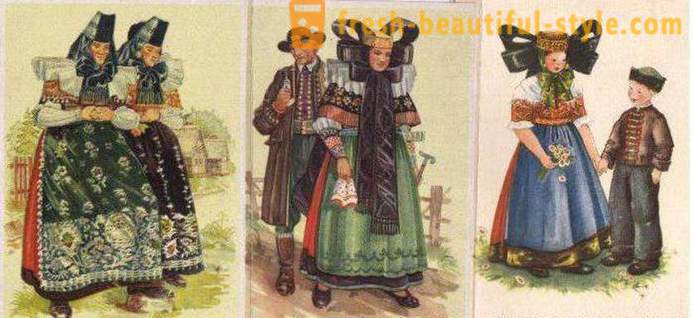 Německé národní kroje pro ženy, muže i děti. etnické oděvy