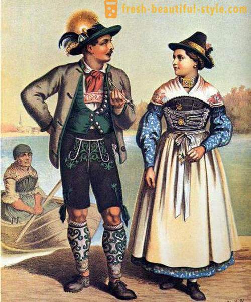 Německé národní kroje pro ženy, muže i děti. etnické oděvy