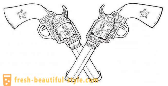 Tetování „zbraň“ - tvůrčí náčrtek pro odvážné a smělé