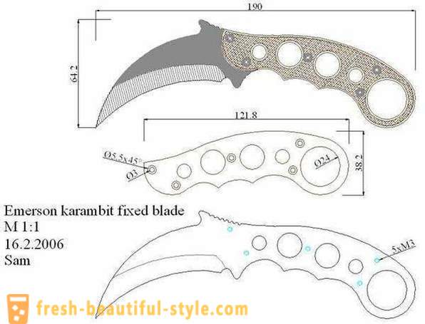 Nůž „KARAMBIT“: fotografii, cena, výkresy a diagramy. Jak vyrobit nůž „KARAMBIT“ vlastníma rukama?